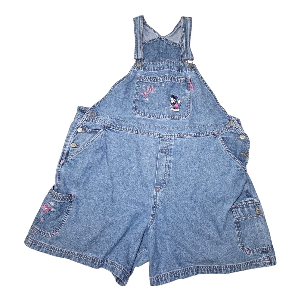 Vintage Mickey Unlimited Denim Shortalls Women's Size 22W 24W Blue Jean Overalls